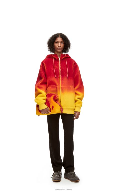 Loewe Women Calcifer intarsia hoodie in shearling 206XF839 Multicolor