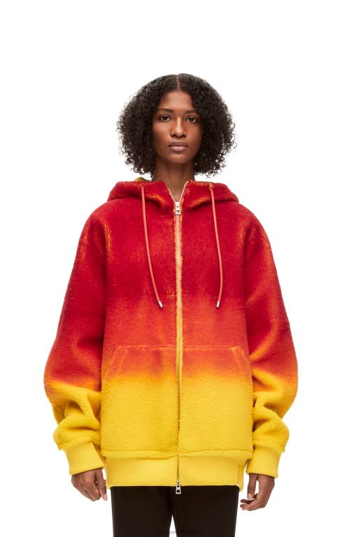 Loewe Women Calcifer intarsia hoodie in shearling 206XF839 Multicolor