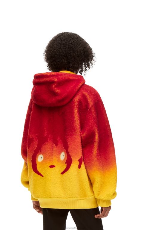 Loewe Women Calcifer intarsia hoodie in shearling 206XF839 Multicolor