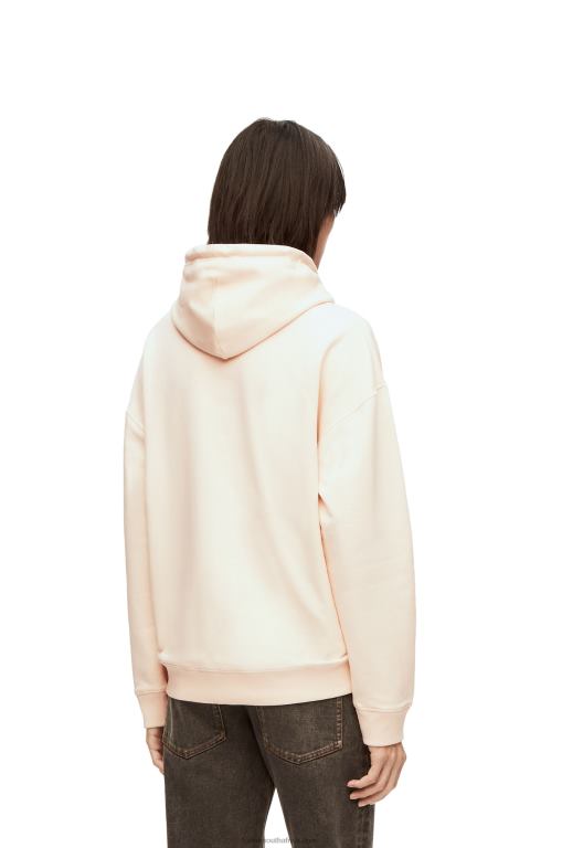 Loewe Women Calcifer leather patch hoodie in cotton 206XF842 Ecru