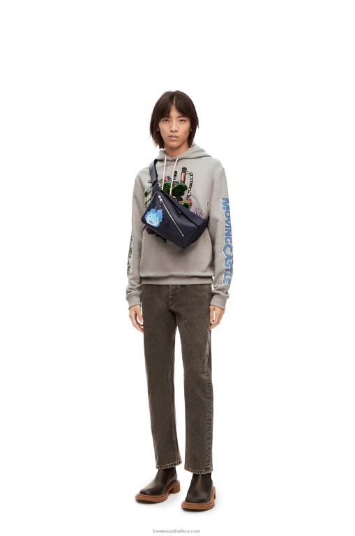 Loewe Women Moving Castle embroidered hoodie in cotton 206XF840 Grey