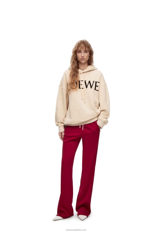Loewe Women Oversized fit hoodie in cotton 206XF801 Ivory