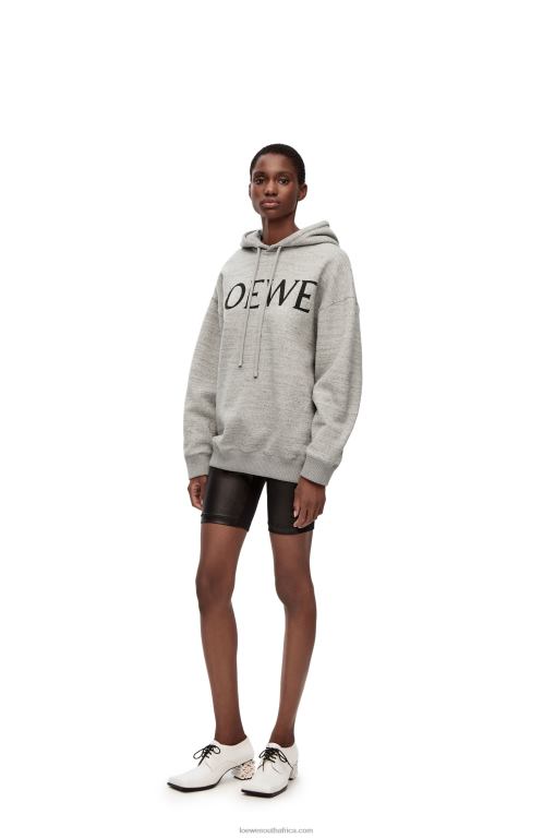 Loewe Women Oversized fit hoodie in cotton 206XF810 Grey Melange