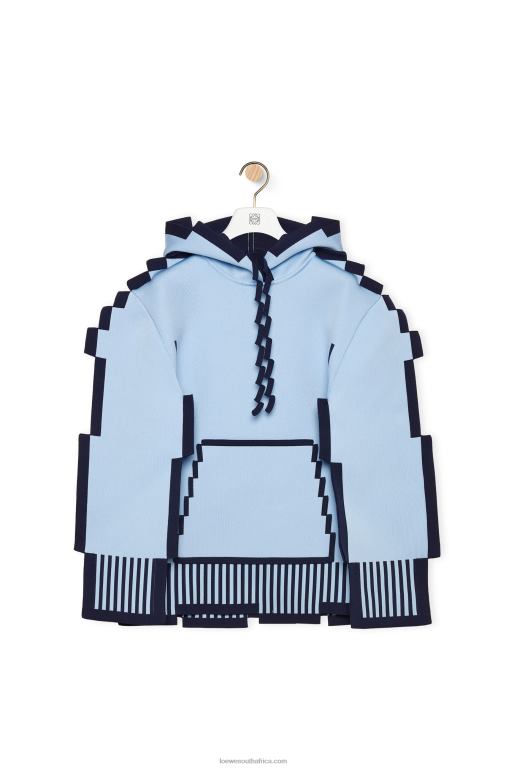 Loewe Women Pixelated hoodie in technical knit 206XF802 Light Blue