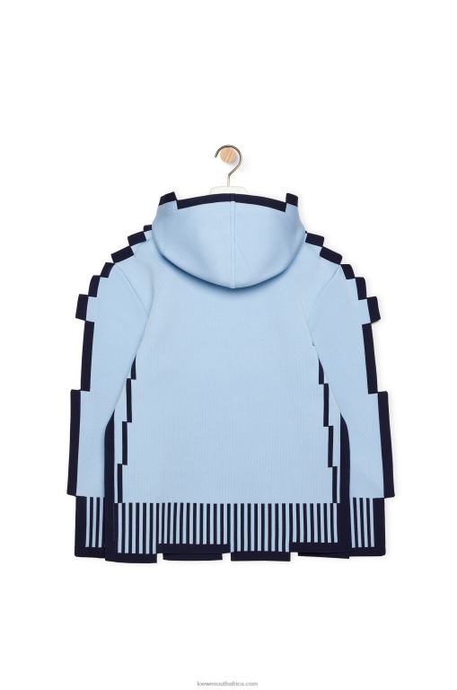 Loewe Women Pixelated hoodie in technical knit 206XF802 Light Blue