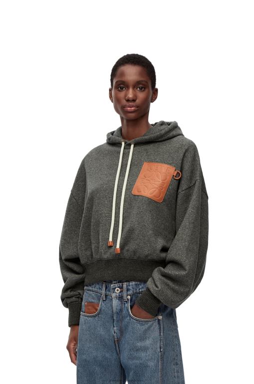 Loewe Women Relaxed fit hoodie in cotton 206XF811 Charcoal