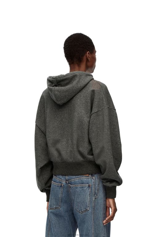 Loewe Women Relaxed fit hoodie in cotton 206XF811 Charcoal