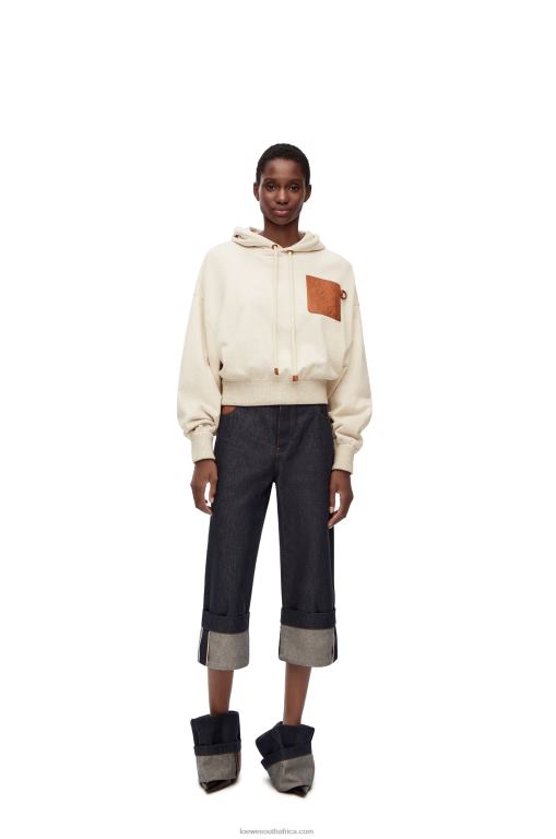 Loewe Women Relaxed fit hoodie in cotton 206XF812 Oat