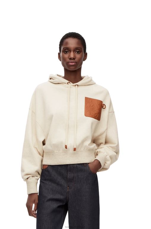 Loewe Women Relaxed fit hoodie in cotton 206XF812 Oat
