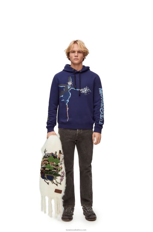 Loewe Women Turnip Head hoodie in cotton 206XF844 Navy Blue