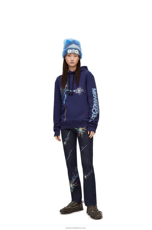 Loewe Women Turnip Head hoodie in cotton 206XF844 Navy Blue