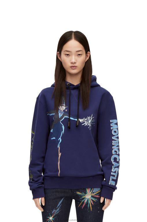 Loewe Women Turnip Head hoodie in cotton 206XF844 Navy Blue
