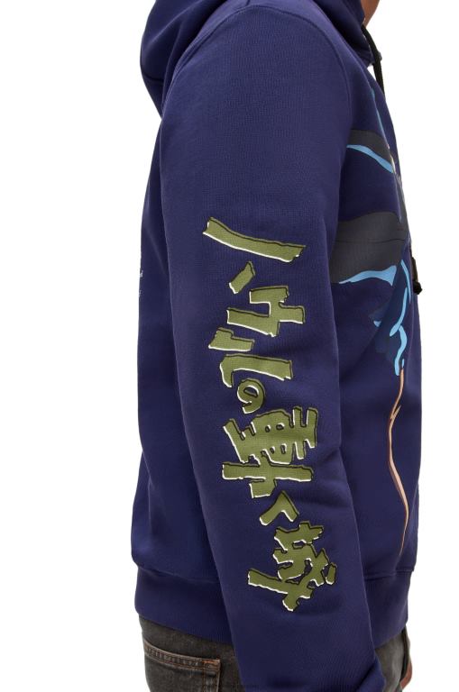 Loewe Women Turnip Head hoodie in cotton 206XF844 Navy Blue