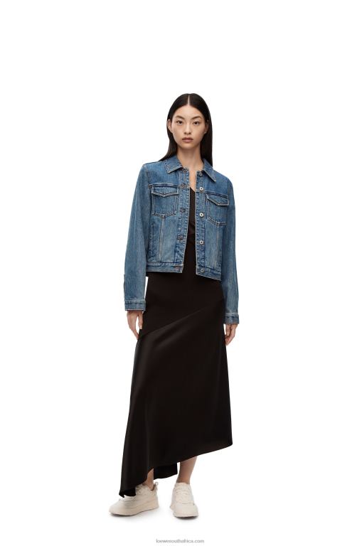 Loewe Women Anagram jacket in denim 206XF1189 Mid Blue Denim