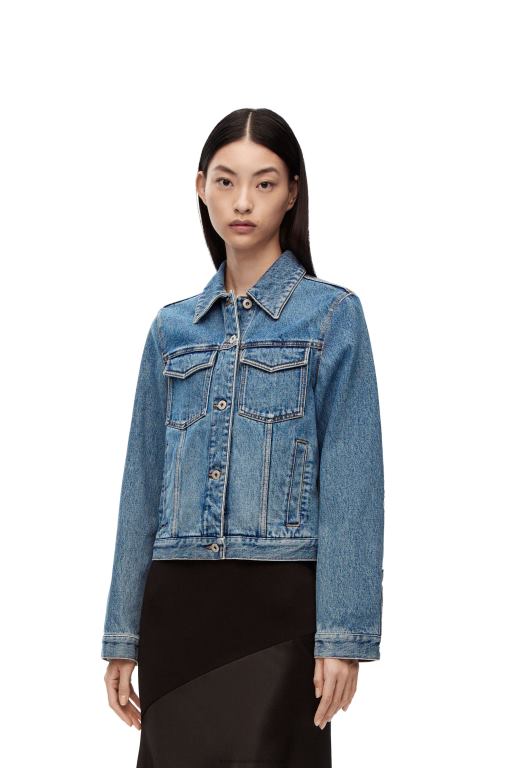 Loewe Women Anagram jacket in denim 206XF1189 Mid Blue Denim