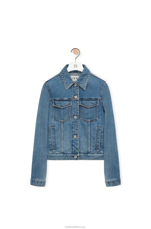 Loewe Women Anagram jacket in denim 206XF1189 Mid Blue Denim