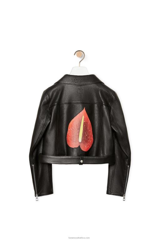 Loewe Women Anthurium biker jacket in nappa 206XF1110 Black/Multicolor