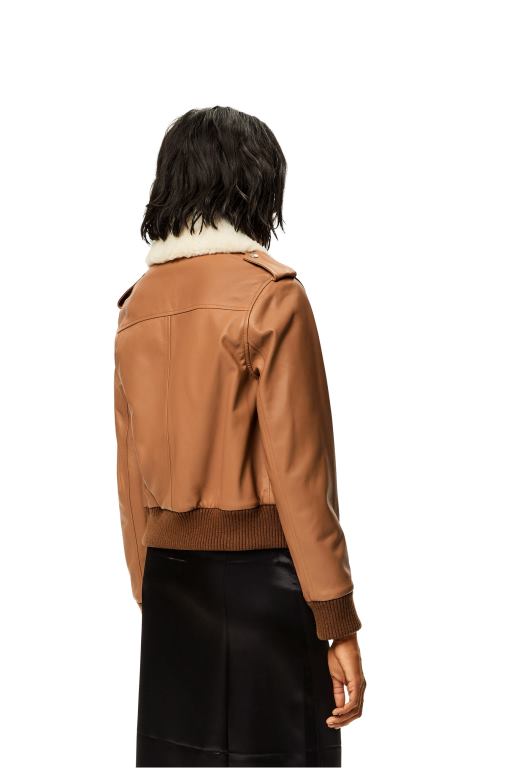 Loewe Women Aviator jacket in nappa 206XF1158 Toffee/White