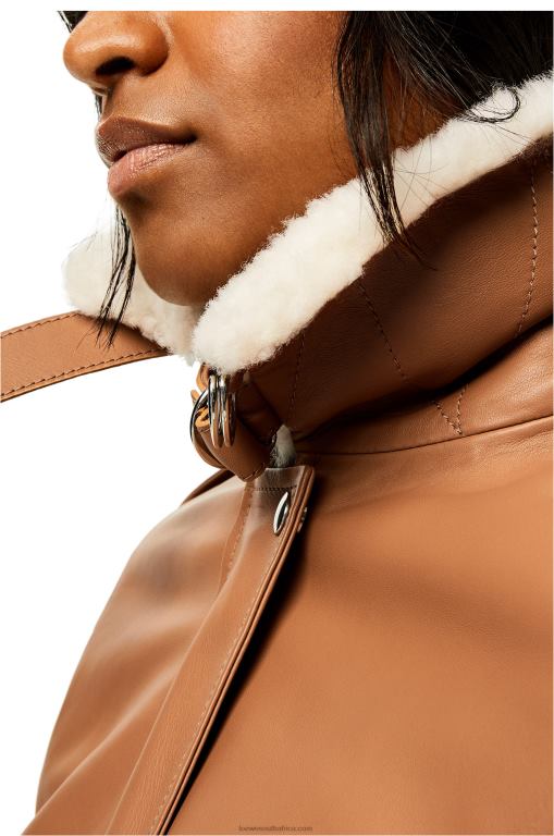 Loewe Women Aviator jacket in nappa 206XF1158 Toffee/White