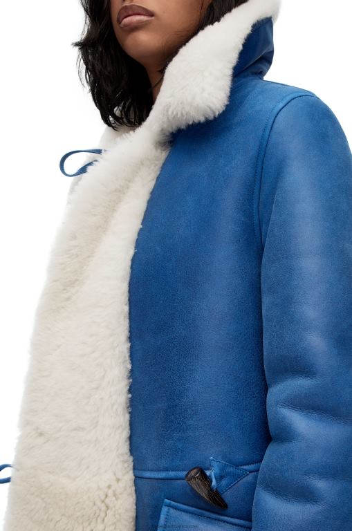 Loewe Women Coat in shearling 206XF1119 White/Blue
