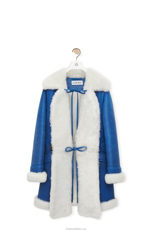 Loewe Women Coat in shearling 206XF1119 White/Blue