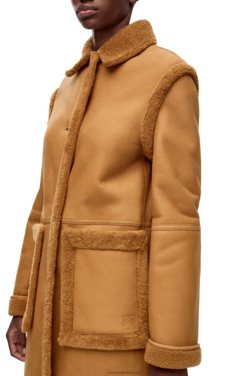 Loewe Women Coat in shearling 206XF1122 Toffee