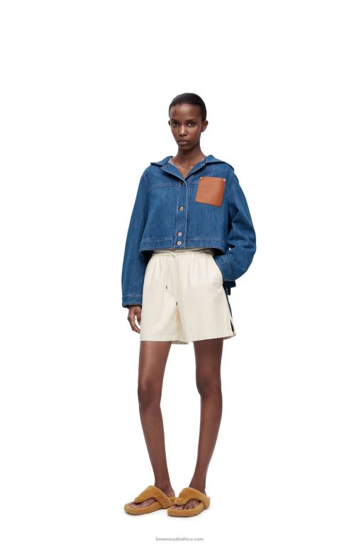 Loewe Women Cropped workwear jacket in denim 206XF1162 Blue/Red