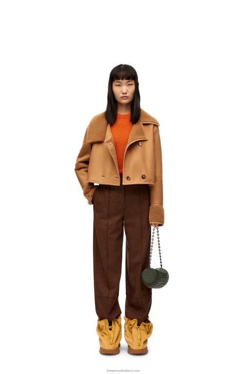 Loewe Women Deconstructed jacket in shearling 206XF1130 Desert/Burgundy