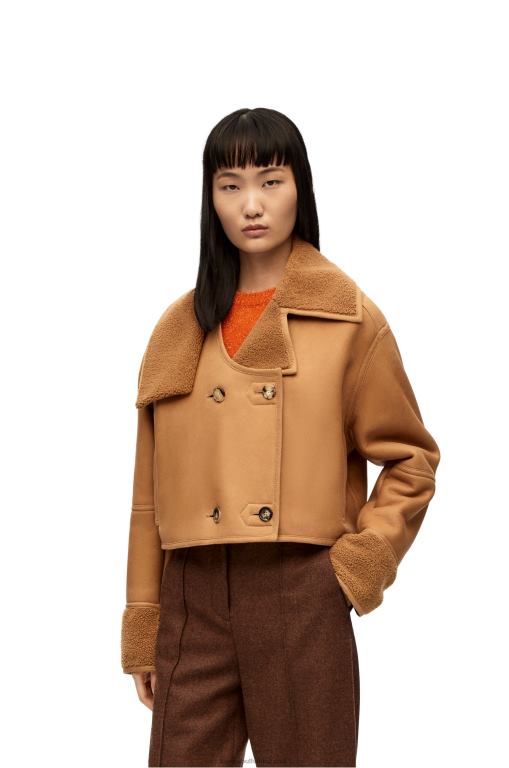 Loewe Women Deconstructed jacket in shearling 206XF1130 Desert/Burgundy