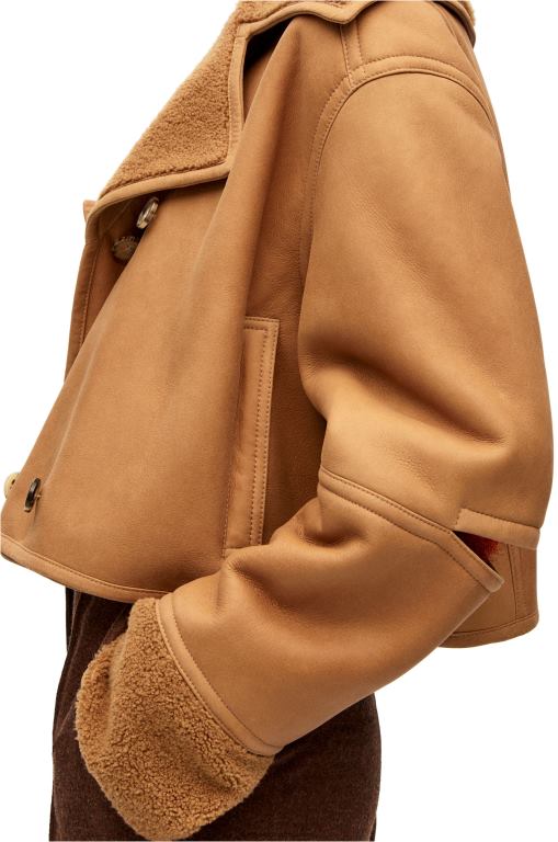 Loewe Women Deconstructed jacket in shearling 206XF1130 Desert/Burgundy