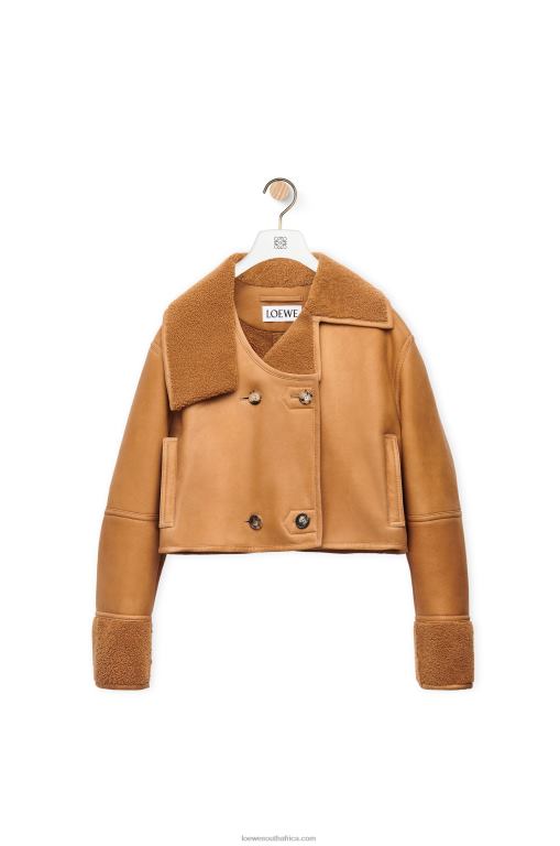 Loewe Women Deconstructed jacket in shearling 206XF1130 Desert/Burgundy