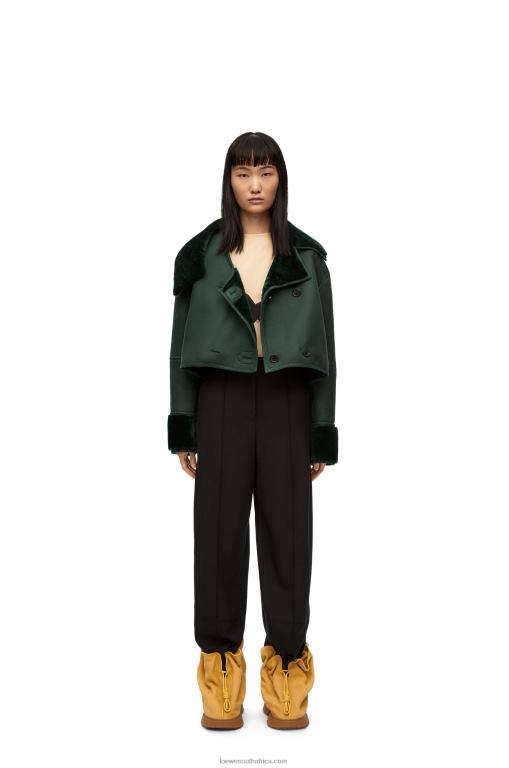 Loewe Women Deconstructed jacket in shearling 206XF1132 Bottle Green
