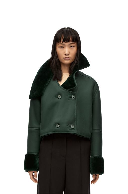 Loewe Women Deconstructed jacket in shearling 206XF1132 Bottle Green