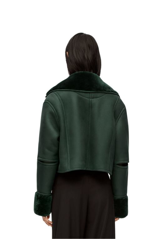 Loewe Women Deconstructed jacket in shearling 206XF1132 Bottle Green