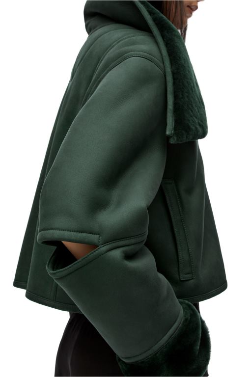 Loewe Women Deconstructed jacket in shearling 206XF1132 Bottle Green