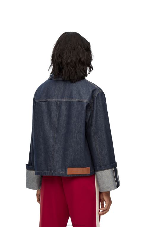 Loewe Women Fisherman turn-up jacket in denim 206XF1183 Raw Denim