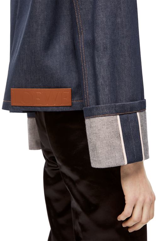 Loewe Women Fisherman turn-up jacket in denim 206XF1183 Raw Denim
