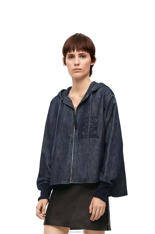 Loewe Women Hooded jacket in denim 206XF1164 Indigo