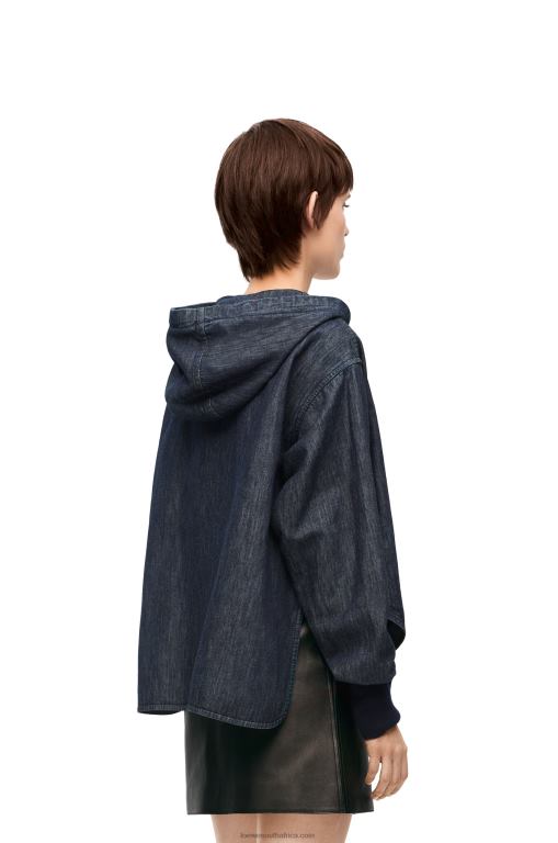 Loewe Women Hooded jacket in denim 206XF1164 Indigo