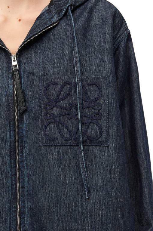 Loewe Women Hooded jacket in denim 206XF1164 Indigo