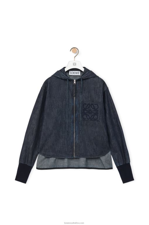 Loewe Women Hooded jacket in denim 206XF1164 Indigo