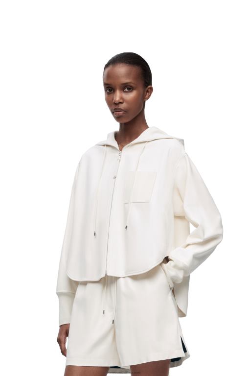 Loewe Women Hooded jacket in nappa lambskin 206XF1105 White