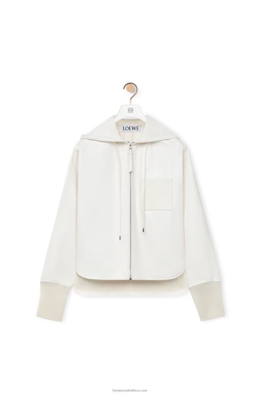 Loewe Women Hooded jacket in nappa lambskin 206XF1105 White