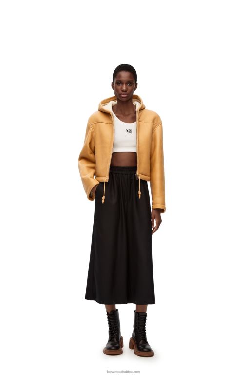 Loewe Women Hooded jacket in shearling 206XF1124 White/Gold
