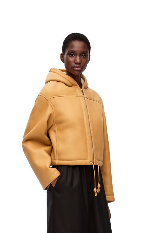 Loewe Women Hooded jacket in shearling 206XF1124 White/Gold