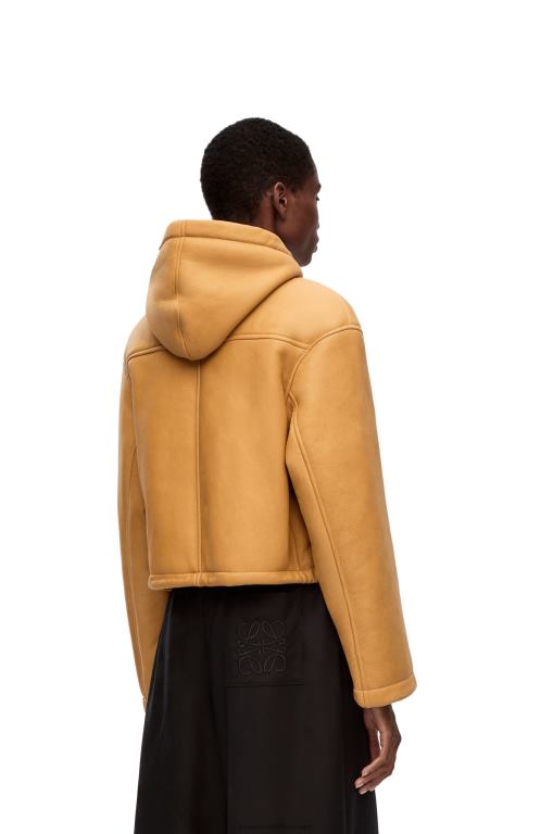 Loewe Women Hooded jacket in shearling 206XF1124 White/Gold