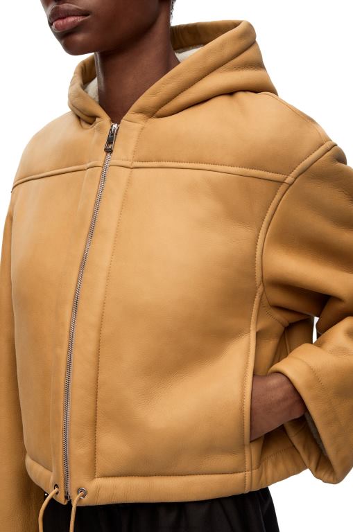 Loewe Women Hooded jacket in shearling 206XF1124 White/Gold