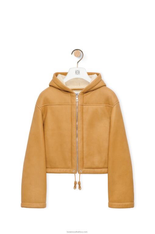 Loewe Women Hooded jacket in shearling 206XF1124 White/Gold