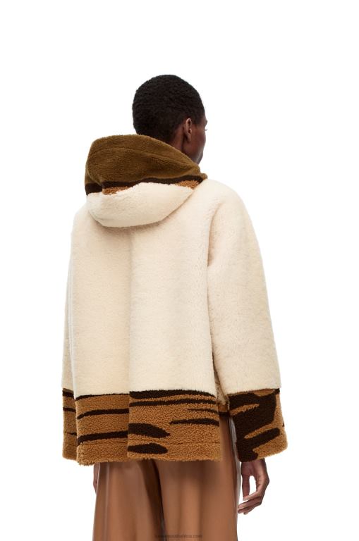 Loewe Women Hooded jacket in shearling 206XF1126 Off-white/Brown