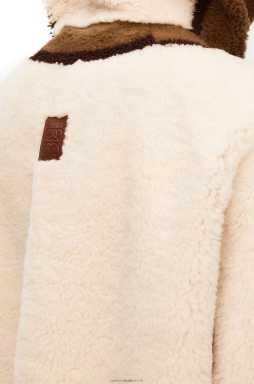 Loewe Women Hooded jacket in shearling 206XF1126 Off-white/Brown